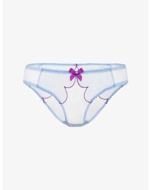 Agent Provocateur Lorna Bow-Embellished Mesh Briefs - Blue