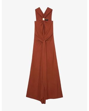 Reiss X Atelier Fortuna Hardware-Embellished Woven Maxi Dress - Brown