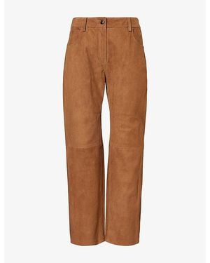 Magda Butrym High-Rise Straight-Leg Suede Trousers - Brown