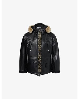 A Bathing Ape Bape X Ovo Metallic-Embroidered Faux-Leather Jacket - Black