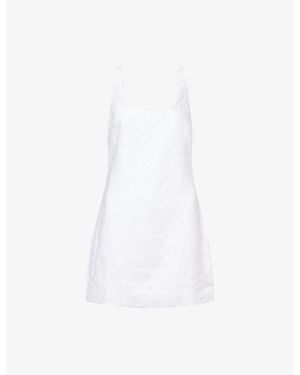 Reformation Koa Square-Neck Linen Mini Dress - White