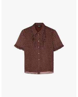 Whistles Polka-Dot Short-Sleeve Woven Shirt - Brown