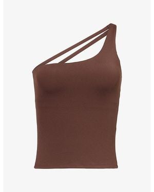 ADANOLA Ultimate One-Shoulder Stretch-Jersey Tank Top - Brown