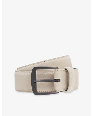 BOSS Branded-Buckle Suede Belt - Multicolour
