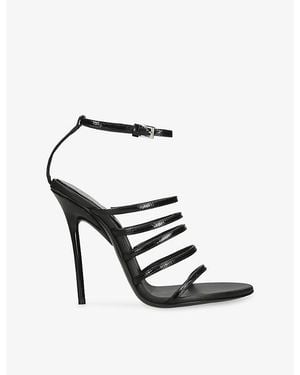 Alaïa Multi-Strap Patent-Leather Heeled Sandals - Black