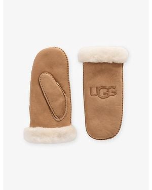 UGG Logo-Embroidered Sheepskin Mittens - Natural