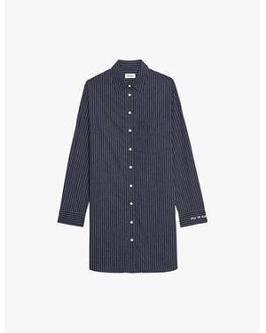 Zadig & Voltaire Stripe Long-Sleeve Cotton Shirt Dress - Blue