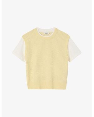 Sandro Layered Short-Sleeve Knitted Sweater - Yellow