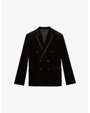 The Kooples Double-Breasted Velvet Suit Jacket - Black