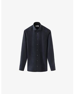 Eton Solid Slim-Fit Wool Shirt - Blue