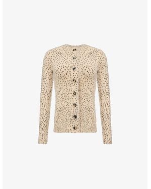Rabanne Polka-Dot Brushed Knitted Cardigan - Natural