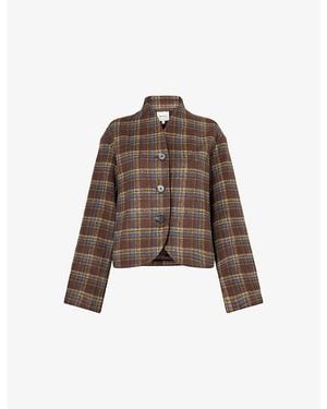 Reformation Owen Collarless Woven Jacket - Brown