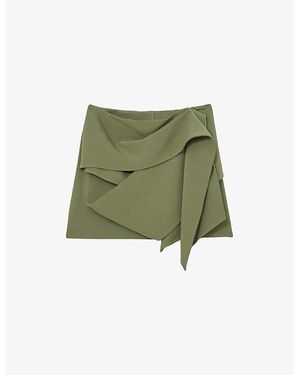 Reiss Nicole Drape-Detail Stretch-Woven Mini Skirt - Green