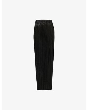 eem Fitted Plisse Woven Maxi Skirt - Black
