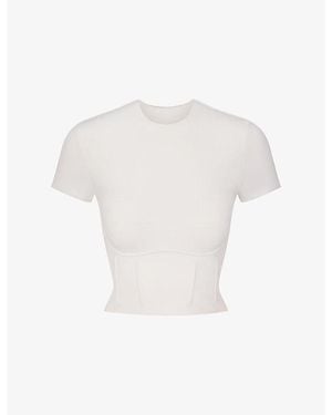 NikeSKIMS Matte Corset Cropped Studio Top - White