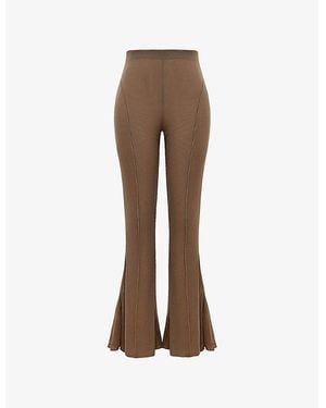 Mistress Rocks Seamed Flared-Leg Stretch-Mesh Trousers - Brown