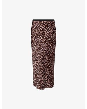 Anine Bing Bar-Print Silk Midi Skirt - Red
