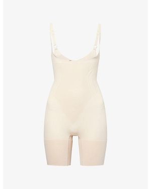 Spanx Sculpt Gofigure Open-Bust Mid-Thigh Bodysuit - Natural