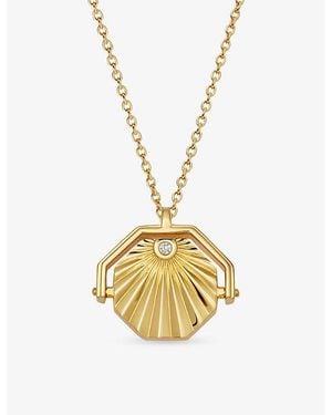 Astley Clarke Celestial Sunrise Spinner 18Ct- Plated Sterling- And Sapphire Locket Necklace - Metallic