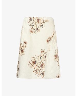 SIR. Freja Floral-Pattern Linen Midi Skirt - Natural