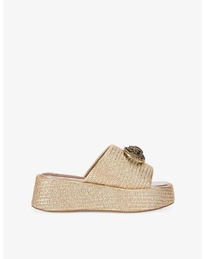 Kurt Geiger Chelsea Logo-Plaque Woven Platform Mules - Natural