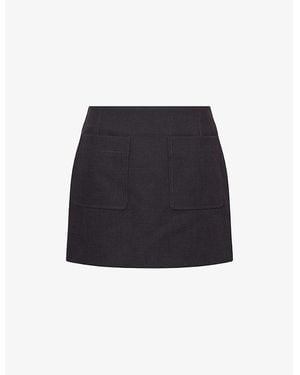 Bottega Veneta Patch-Pockets Mid-Rise Cotton-Blend Mini Skirt - Black