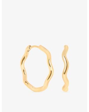 Astrid & Miyu Ripple-Plated Sterling Hoop Earrings - Metallic