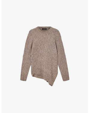 AllSaints Lock Asymmetric-Hem Knitted Jumper - Brown