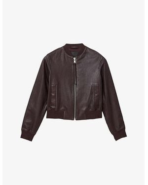 AllSaints Orten Leather Bomber Jacket - Brown
