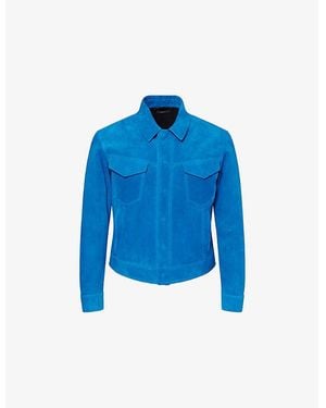 Tom Ford Regular-Fit Padded Suede Jacket - Blue