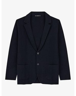 BOGGI Regular-Fit Knitted Wool Jacket - Blue