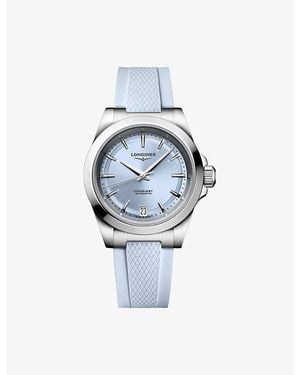 Longines L3.430.4.92.9 Conquest Stainless-Steel Rubber Strap 34Mm Automatic Watch - Blue