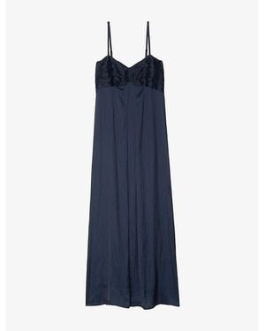 Zadig & Voltaire Rippie V-Neck Satin Maxi Dress - Blue