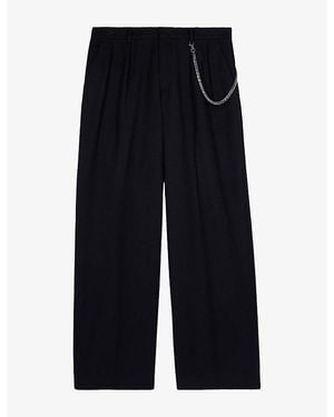 The Kooples Regular-Fit Straight-Leg Wool-Blend Trousers - Black