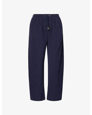 Emello Straight-Leg Patch-Pocket Cotton Jogging Bottoms - Blue