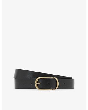 Reiss Zeke Hinged-Buckle Leather Belt - Black