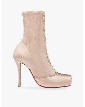 Christian Louboutin Pavlova 100 Stretch-Satin Ankle Boots - Natural