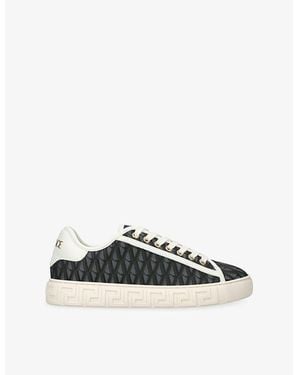 Versace Logo-Print Canvas Sneakers - White