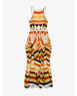 Loewe X Paula's Ibiza Stripe Cut-Out Silk Maxi Dress - Metallic