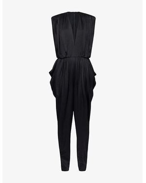 Stella McCartney Sleeveless Draped Satin Jumpsuit - Black