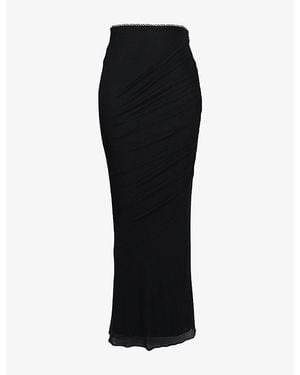 House Of Cb Cassidy Fluted-Hem Mesh Maxi Skirt - Black