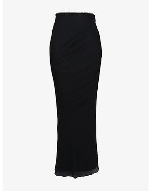 House Of Cb Cassidy Fluted-Hem Mesh Maxi Skirt - Black