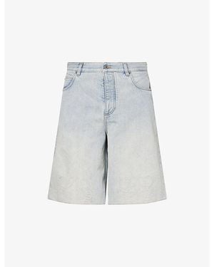 Loewe Anagram-Embroidered Denim Shorts - Grey