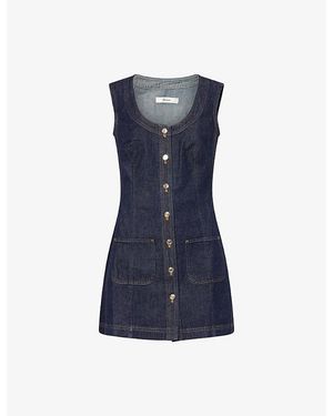 FRAME The Patch Pocket Denim Mini Dress - Blue
