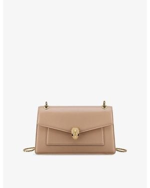 BVLGARI Serpenti Forever Medium Leather Shoulder Bag - Natural