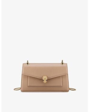 BVLGARI Serpenti Forever Medium Leather Shoulder Bag - Natural