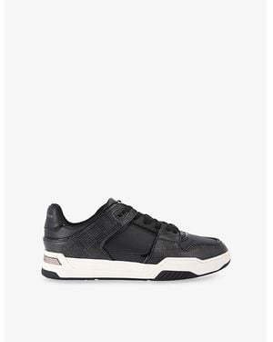 Kurt Geiger Regan Plaque Leather Low-Top Trainers - Black