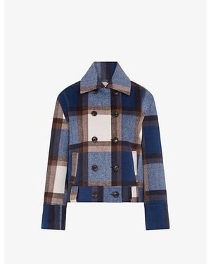 OMNES Clyde Checked Woven Jacket - Blue