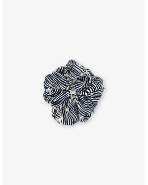 Whistles Abstract-Pattern Woven Scrunchie - Blue