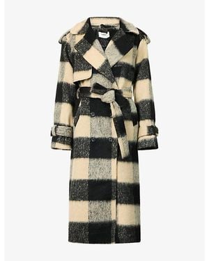 4th & Reckless Carey Check Long Woven Coat - Green